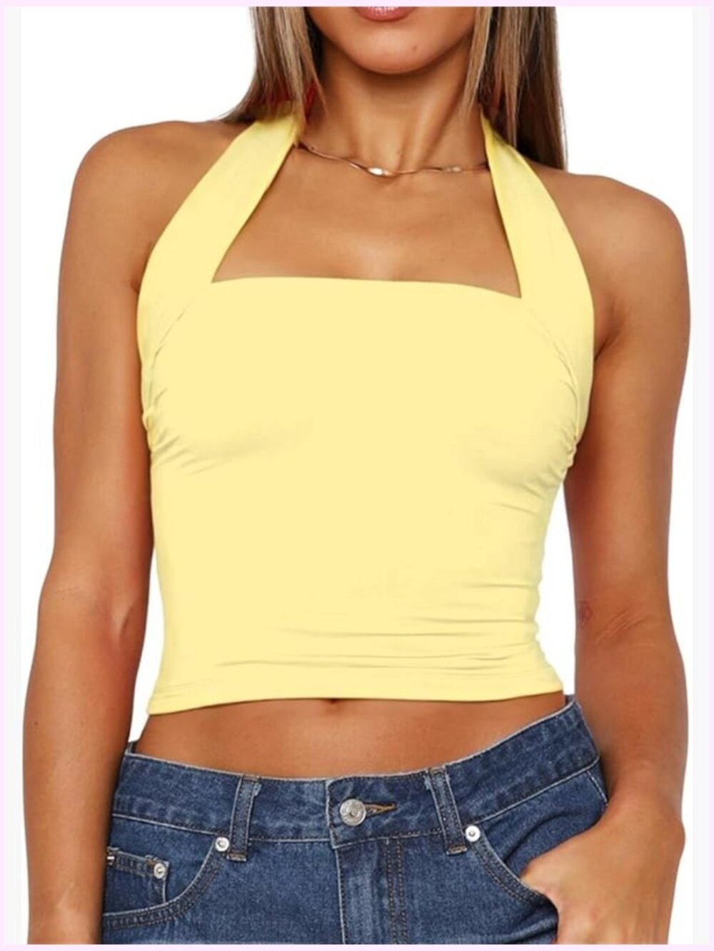 Halter Neck Backless Crop Top Sleeveless Slim Fit Y2k Tank Top